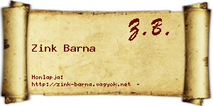 Zink Barna névjegykártya